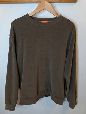 Negative Space Olive Green Ribbed Knit Sweater Crew Neck Men's Large Casual